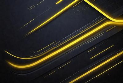 The primary subject of the image is a yellow line on a black background. The setting appears to be a futuristic or modern environment, possibly a digital art or illustration. The visual style is a combination of yellow and black colors, creating a bold and striking appearance. The overall atmosphere is dynamic and energetic, with the yellow line drawing attention and creating a sense of movement or progression.