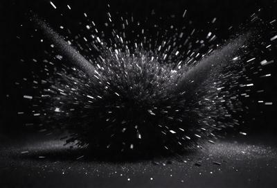 The primary subject of the image is a black and white photo of a small, dark, and round object. The setting is a black background, which emphasizes the contrast between the object and its surroundings. The visual style is a close-up of the object, showcasing its details. The colors and mood of the image are predominantly dark and moody, with the black background and the dark object creating a dramatic and mysterious atmosphere.