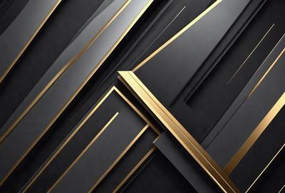 The primary subject of the image is a gold and black patterned wall. The setting is a black and gold wallpaper, which creates a visually striking and elegant atmosphere. The visual style is a combination of digital art and illustration, showcasing the intricate design of the pattern. The colors and mood convey a sense of luxury and sophistication.
