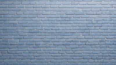 The primary subject of the image is a blue brick wall. The setting is a brick wall, and the visual style is a photo. The dominant colors are blue and gray, creating a calm and serene atmosphere.