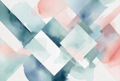 The primary subject of the image is a painting or drawing of a white square with a blue background. The setting is a white background, and the visual style appears to be a combination of digital art and illustration. The colors and mood of the image are predominantly blue and white, creating a clean and minimalist atmosphere.