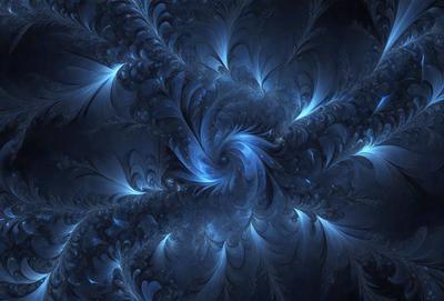 The primary subject of the image is a blue spiral pattern, which is the main object, scene, or focus of the image. The setting or background features a blue and black swirling pattern, creating a visually striking and dynamic environment. The visual style of the image is digital art, as it is a computer-generated design. The dominant colors in the image are blue and black, giving it a bold and striking appearance.