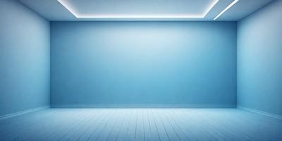 The primary subject of the image is a large, empty room with a blue wall. The setting is a clean, white room with a blue wall, and the visual style is a photo. The room appears to be a large, empty space with a blue wall, and the colors and mood are predominantly blue, creating a calm and serene atmosphere.