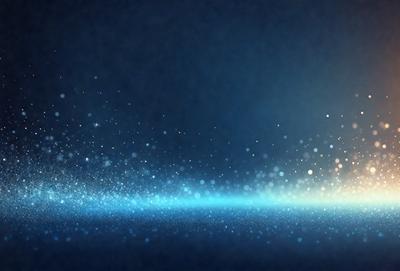 The primary subject of the image is a blue background with a bright light source. The setting appears to be a dark room, and the visual style is a digital art or illustration. The dominant colors are blue and white, creating a calm and serene atmosphere.