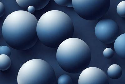 The primary subject of the image is a group of blue spheres, which are the main objects in the scene. The setting is a dark blue background, creating a contrasting and dramatic effect. The visual style is digital art, as the spheres are depicted in a stylized and artistic manner. The colors and mood of the image are predominantly dark and moody, with the blue spheres standing out against the dark background.