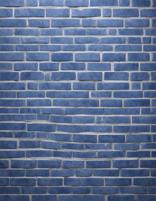The primary subject of the image is a blue brick wall. The setting is a brick wall, and the visual style is a photo. The dominant colors are blue and white, creating a calm and serene atmosphere.