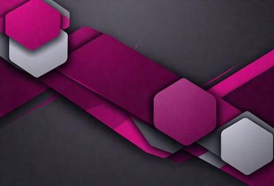 The primary subject of the image is a pink and purple geometric design. The setting is a black background, which contrasts with the vibrant colors of the design. The visual style appears to be a digital art or illustration, as the design is intricate and detailed. The dominant colors in the image are pink and purple, creating a warm and inviting atmosphere.