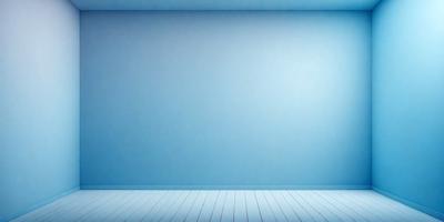 The primary subject of the image is a blue wall with a white floor. The setting is a room with a blue wall and a white floor. The visual style is a photo, and the colors and mood are predominantly blue and white, creating a calm and serene atmosphere.