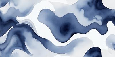 The primary subject of the image is a blue and white painting of a water-like pattern. The setting is a white background, and the visual style appears to be a digital art or illustration. The dominant colors in the painting are blue and white, creating a calm and serene atmosphere.