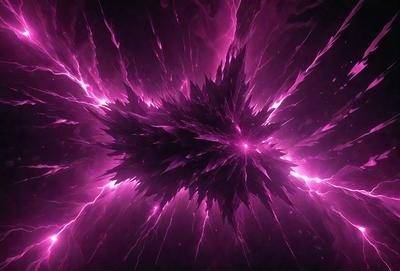 The primary subject of the image is a purple, pink, and black swirling pattern. The setting is a dark, purple background, which creates a dramatic and moody atmosphere. The visual style appears to be a combination of digital art and illustration, as the swirling pattern is intricately detailed and the colors are vibrant. The overall mood of the image is intense and captivating.