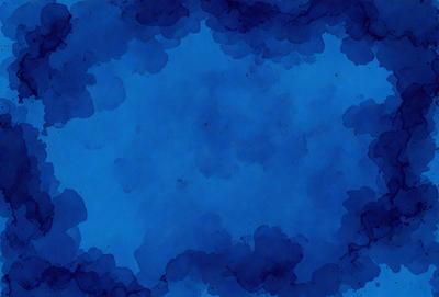 The primary subject of the image is a blue sky with clouds. The setting is a cloudy blue sky, and the visual style is a watercolor painting. The dominant colors are blue and white, creating a calm and serene atmosphere.
