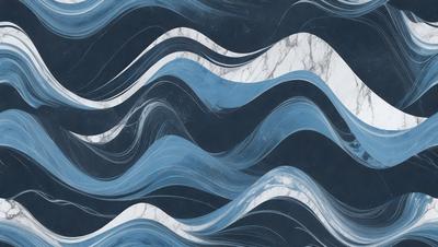 The primary subject of the image is a blue and white marble pattern. The setting is a blue and white marble wall, which serves as the background. The visual style is a combination of a photo and digital art, creating a unique and artistic representation of the marble pattern. The dominant colors are blue and white, giving the image a clean and elegant appearance.