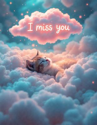 The primary subject of the image is a cute kitten sleeping on a cloud. The setting is a whimsical, dreamy environment with a pink and white color scheme. The visual style is a combination of a photo and digital art, creating a surreal and playful atmosphere. The colors and mood are light, airy, and comforting, evoking a sense of warmth and relaxation.