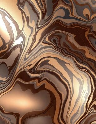 The primary subject of the image is a close-up of a wooden surface with a patterned design. The setting is a room with a wooden floor, and the visual style appears to be a combination of a photo and a digital art or illustration. The colors and mood of the image are predominantly brown and earthy, creating a warm and natural atmosphere.