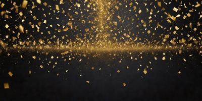 The primary subject of the image is a gold glittery object, which appears to be a gold-colored piece of art or a decorative item. The setting is a dark background, which contrasts with the brightness of the gold glitter. The visual style of the image is a close-up of the gold glitter, showcasing its intricate details. The colors and mood of the image are predominantly gold and glittery, creating a sense of luxury and elegance.