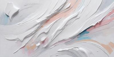 The primary subject of the image is a painting of a wave, with a white background. The visual style appears to be a combination of digital art and illustration, as the wave is depicted in a detailed and artistic manner. The colors and mood of the painting are predominantly white, with a hint of blue, creating a clean and serene atmosphere.