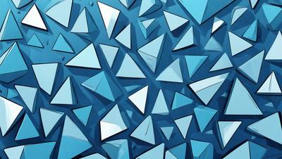 The primary subject of the image is a blue background with a pattern of triangular shapes. The setting is a blue wall, and the visual style is a digital art or illustration. The dominant colors are blue and white, creating a calm and soothing atmosphere.