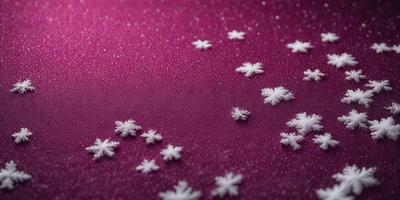 The primary subject of the image is a close-up of a snowflake pattern on a purple surface. The setting is a purple background, and the visual style appears to be a digital art or illustration. The dominant colors are purple and white, creating a calm and serene atmosphere.