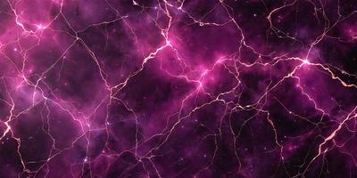 The primary subject of the image is a purple background with a pattern of lightning bolts. The setting appears to be a space-like environment, possibly a futuristic or fantasy setting. The visual style of the image is a combination of digital art and illustration, creating a unique and captivating atmosphere. The dominant colors in the image are purple and pink, with the lightning bolts adding a contrasting element to the overall mood.