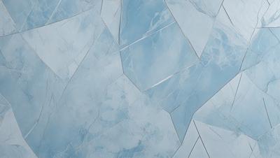 The primary subject of the image is a blue marble wall with a pattern of white and blue diamond shapes. The setting is a room with a blue marble wall, and the visual style is a photo. The dominant colors are blue and white, creating a calm and serene atmosphere.