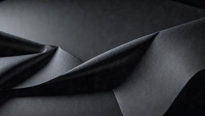The primary subject of the image is a leather-like material, possibly a piece of leather or a leather-like fabric, which is the main focus of the image. The setting is a gray background, which provides a neutral and unobtrusive environment for the leather material. The visual style of the image is a close-up of the leather material, showcasing its texture and details. The colors in the image are predominantly gray, which contributes to the overall mood of the image.