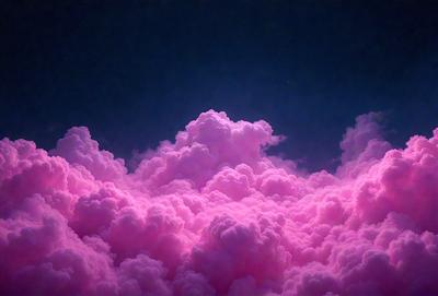 The primary subject of the image is a pink cloud in the sky. The setting is a night sky, with the cloud being the main focus of the scene. The visual style is a photo, capturing the cloud in its natural environment. The colors and mood of the image are predominantly pink, creating a warm and serene atmosphere.