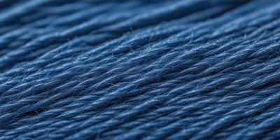 The primary subject of the image is a close-up of a blue yarn or thread. The setting is a blue background, which creates a contrast with the yarn. The visual style is a close-up of the yarn, showcasing its texture and details. The colors and mood of the image are predominantly blue, giving it a calm and soothing atmosphere.