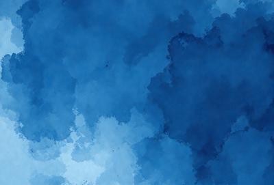 The primary subject of the image is a blue cloudy sky. The setting is a blue background, and the visual style is a painting or drawing. The colors and mood of the image are predominantly blue, creating a calm and serene atmosphere.