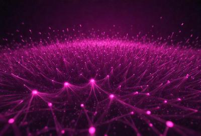 The primary subject of the image is a purple, pink, and white patterned object, which appears to be a digital art or illustration. The setting is a dark background, which contrasts with the vibrant colors of the pattern. The visual style is a combination of digital art and illustration, creating a unique and eye-catching design. The colors and mood of the image are predominantly purple and pink, giving it a lively and energetic atmosphere.