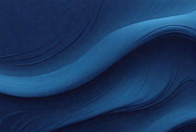 The primary subject of the image is a large, blue wave. The setting is a blue ocean, and the visual style is a digital art or illustration. The dominant colors are blue and white, creating a calm and serene atmosphere.