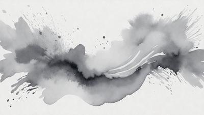 The primary subject of the image is a watercolor painting of a wave. The setting is a white background, and the visual style is a watercolor painting. The dominant colors are shades of gray, and the overall atmosphere is calm and serene.