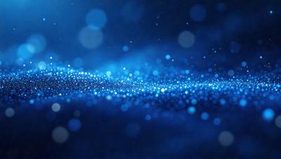 The primary subject of the image is a blue background with a pattern of blue and white lights. The setting appears to be a dark space, possibly a night sky or a dark room. The visual style of the image is a digital art or illustration, as it features a unique and intricate pattern of blue and white lights. The colors and mood of the image are predominantly dark and moody, with the blue and white lights creating a sense of depth and contrast.