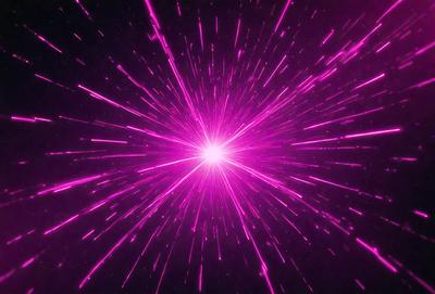 The primary subject of the image is a bright pink light, which appears to be a star or a light source. The setting is a dark background, which contrasts with the bright pink light. The visual style of the image is a close-up of the pink light, emphasizing its brightness and intensity. The colors and mood of the image are predominantly pink, creating a warm and vibrant atmosphere.