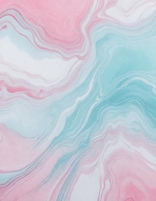 The primary subject of the image is a colorful, swirling pattern of pink, blue, and white. The setting is a large, white surface, possibly a wall or a canvas. The visual style is a combination of digital art and illustration, creating a vibrant and dynamic appearance. The dominant colors are pink, blue, and white, giving the image a lively and cheerful atmosphere.