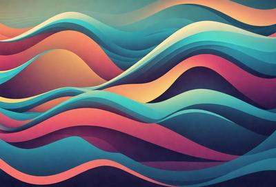 The primary subject of the image is a colorful, abstract wave pattern. The setting is a blue and purple background, which adds to the overall visual style. The image is a digital art piece, showcasing the artist's creativity and skill in designing a unique and eye-catching pattern. The dominant colors in the image are blue and purple, creating a calming and serene atmosphere.