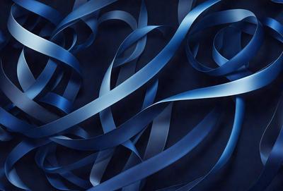 The primary subject of the image is a blue, swirling, and curling pattern. The setting is a dark background, which contrasts with the vibrant blue color of the pattern. The visual style appears to be a digital art or illustration, as the pattern is intricate and detailed. The colors and mood of the image are predominantly blue, creating a sense of calmness and tranquility.