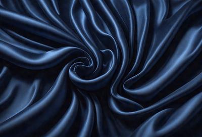 The primary subject of the image is a blue fabric, which appears to be a piece of cloth or a curtain. The setting is a dark room, and the visual style is a close-up of the blue fabric. The colors and mood of the image are predominantly dark and moody, with the blue fabric being the main focus.