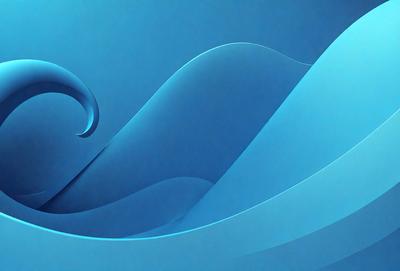 The primary subject of the image is a blue ocean wave. The setting is a blue background, which creates a serene and calming atmosphere. The visual style is a digital art or illustration, as the wave is depicted in a detailed and artistic manner. The dominant colors are blue, which creates a sense of tranquility and depth in the image.