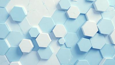 The primary subject of the image is a blue and white patterned wall. The setting is a white wall with blue and white hexagons, creating a visually appealing and unique design. The visual style of the image is a combination of digital art and illustration, showcasing the intricate patterns and shapes. The dominant colors in the image are blue and white, creating a calm and soothing atmosphere.