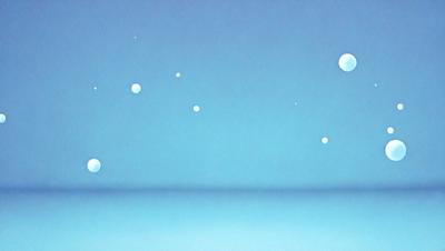 The primary subject of the image is a blue sky filled with white bubbles or spheres. The setting is a clear, cloudless day, and the visual style appears to be a photo or a digital artwork. The colors in the image are predominantly blue and white, creating a serene and peaceful atmosphere.