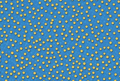 The primary subject of the image is a blue background with yellow dots. The setting is a blue surface, and the visual style appears to be a pattern or texture. The dominant colors are blue and yellow, creating a vibrant and lively atmosphere.
