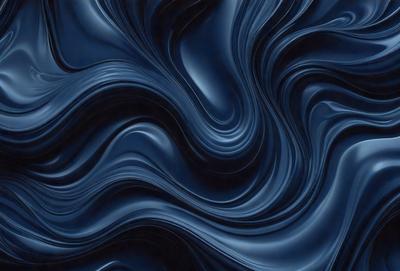 The primary subject of the image is a blue, swirling, and flowing pattern. The setting is a dark blue background, which contrasts with the swirling pattern. The visual style is a digital art or illustration, creating a dynamic and captivating scene. The dominant colors are blue and black, giving the image a calm and serene atmosphere.