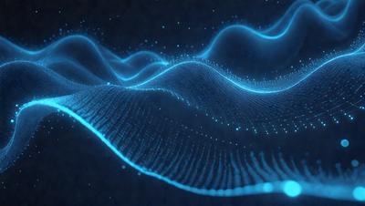 The primary subject of the image is a blue, swirling, and glowing pattern. The setting is a dark background, which contrasts with the bright blue swirls. The visual style appears to be a digital art or illustration, as the swirls are intricately detailed and the overall atmosphere is vibrant and luminous.