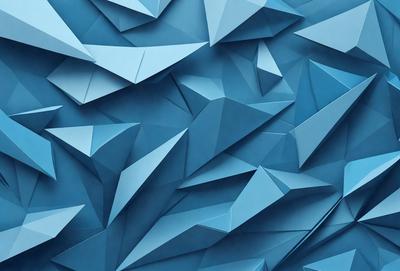 The primary subject of the image is a blue background with a pattern of triangles. The setting is a blue wall, and the visual style is a digital art or illustration. The dominant colors are blue and white, creating a calm and soothing atmosphere.