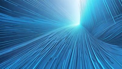 The primary subject of the image is a blue tunnel or a blue tube, which appears to be a digital art or illustration. The setting is a blue background, and the visual style is a futuristic, space-like environment. The colors and mood of the image are predominantly blue, creating a sense of depth and a futuristic atmosphere.