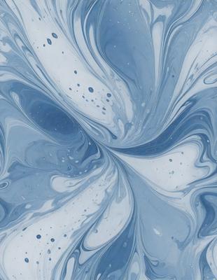 The primary subject of the image is a blue and white swirl pattern, which appears to be a digital art or illustration. The setting is a blue background, and the visual style is a mix of digital art and illustration. The dominant colors are blue and white, creating a calming and soothing atmosphere.