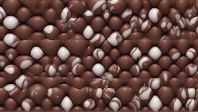 The primary subject of the image is a close-up of a chocolate and white patterned surface. The setting appears to be a wall or a patterned background. The visual style is a combination of a photo and digital art, creating a unique and intricate design. The dominant colors are brown and white, giving the image a rich and textured appearance.