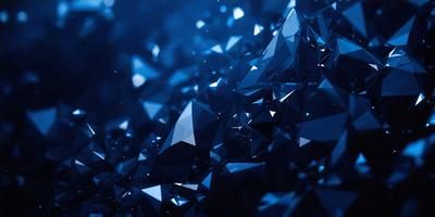 The primary subject of the image is a blue and white geometric pattern, which appears to be a digital art or illustration. The setting is a dark blue background, creating a contrasting and visually striking scene. The visual style is modern and artistic, with the geometric pattern being the main focus of the image. The colors and mood of the image are predominantly dark and moody, with the blue and white pattern providing a sense of depth and complexity.