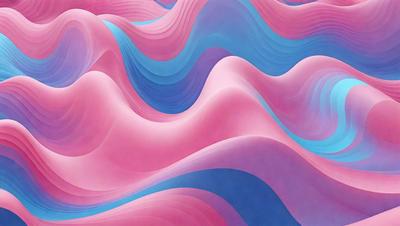 The primary subject of the image is a colorful, abstract design featuring a mix of pink, blue, and purple hues. The setting is a blue background, which contrasts with the vibrant colors of the design. The visual style appears to be a combination of digital art and illustration, creating a unique and eye-catching pattern. The overall atmosphere is lively and energetic, with the colors and patterns evoking a sense of movement and dynamism.