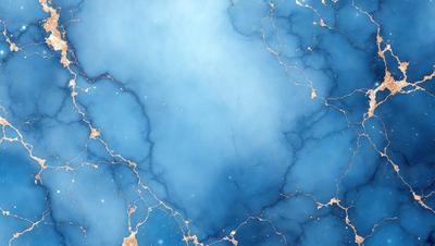 The primary subject of the image is a blue marble wall with a patterned texture. The setting is a room with a blue marble wall as the main focus. The visual style is a close-up of the marble wall, showcasing its unique texture and pattern. The dominant colors in the image are blue and white, creating a calm and serene atmosphere.
